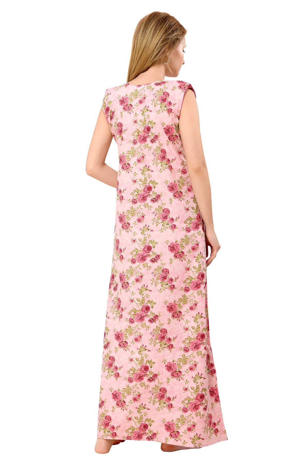 Floral Sleeveless Nighty - Pink