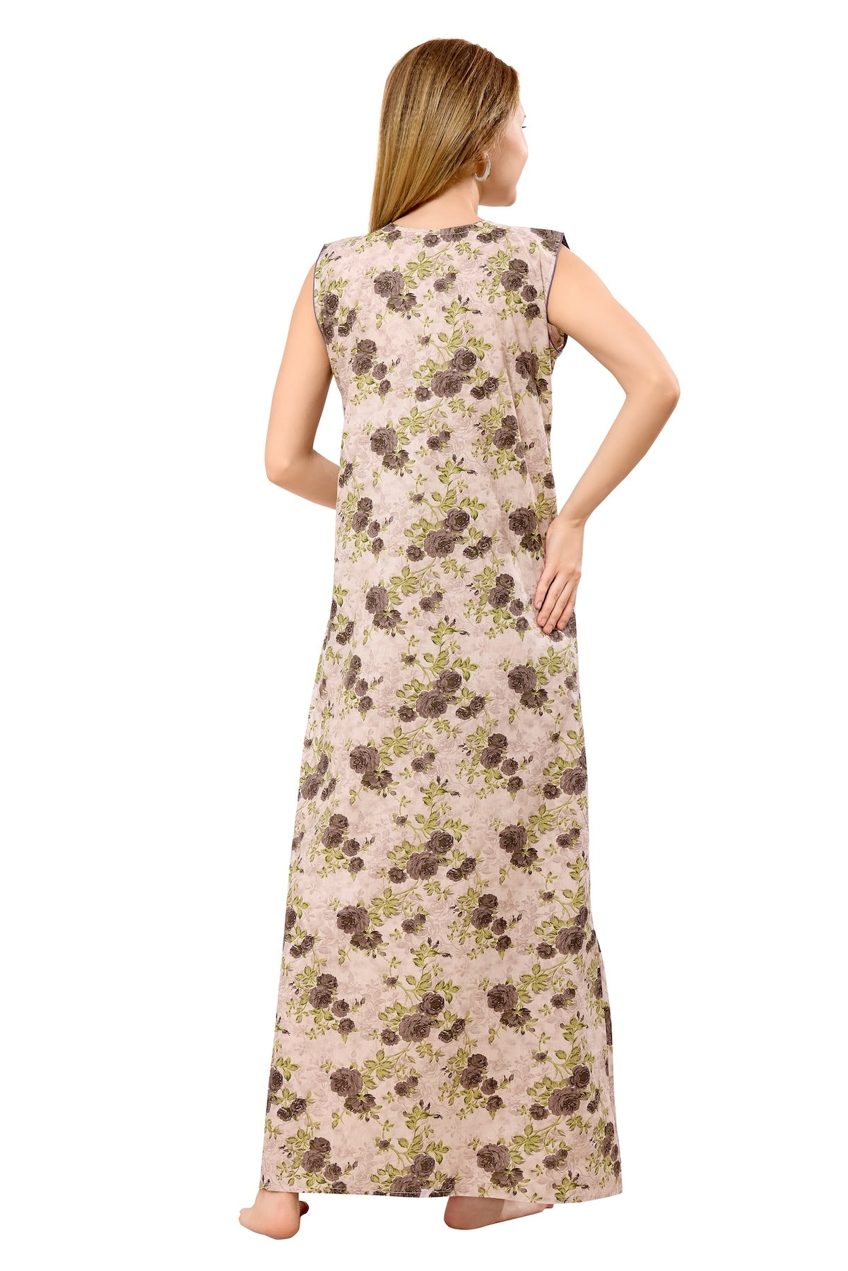 Floral Sleeveless Nighty - Purple
