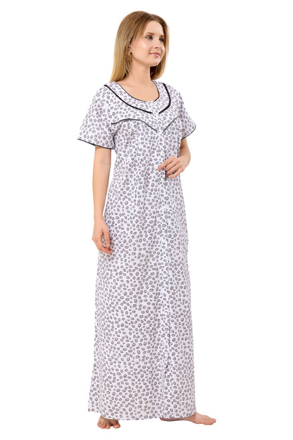 Front Open Plus Size Nightdress - Grey