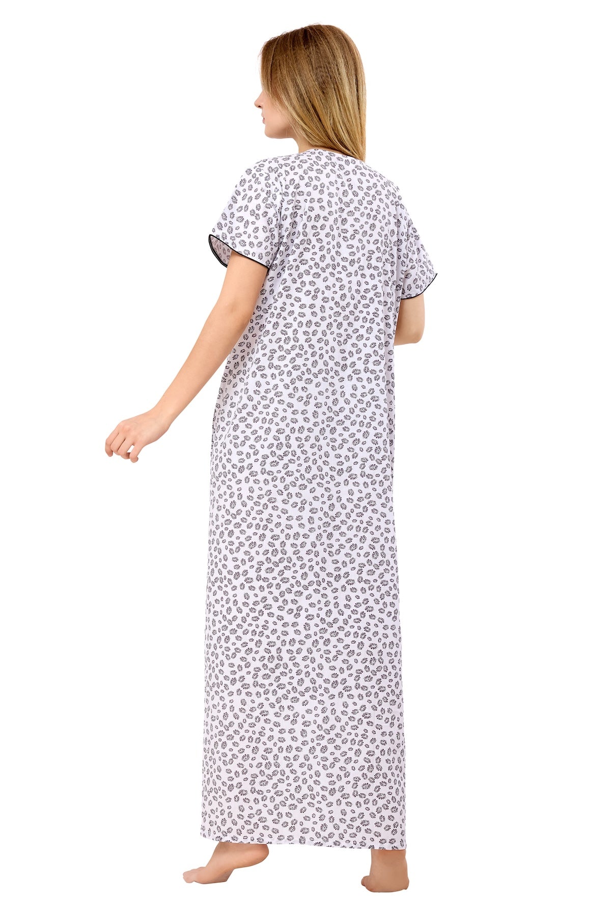 Front Open Plus Size Nightdress - Grey