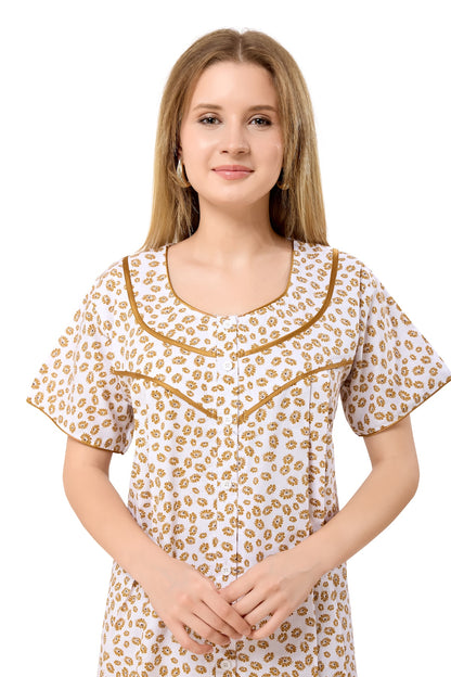 Front Open Plus Size Nightdress - Yellow