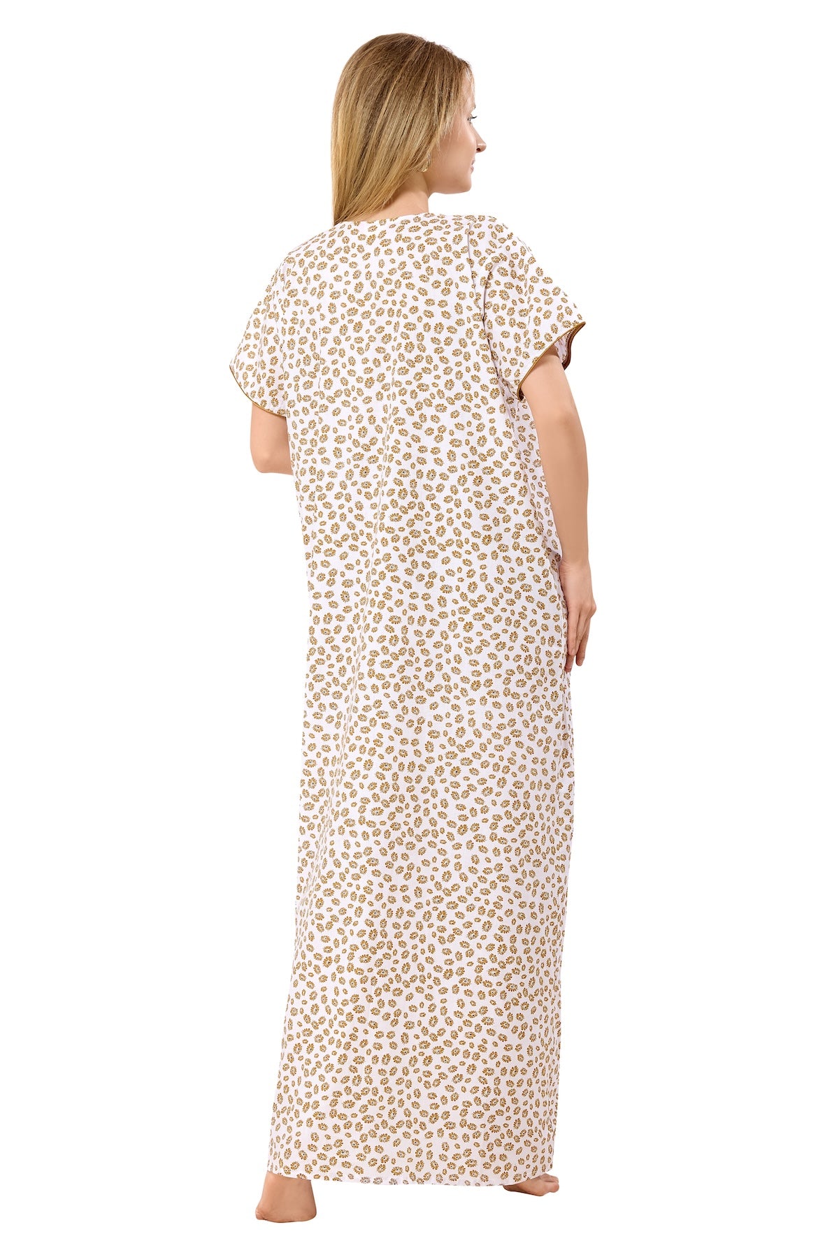 Front Open Plus Size Nightdress - Yellow