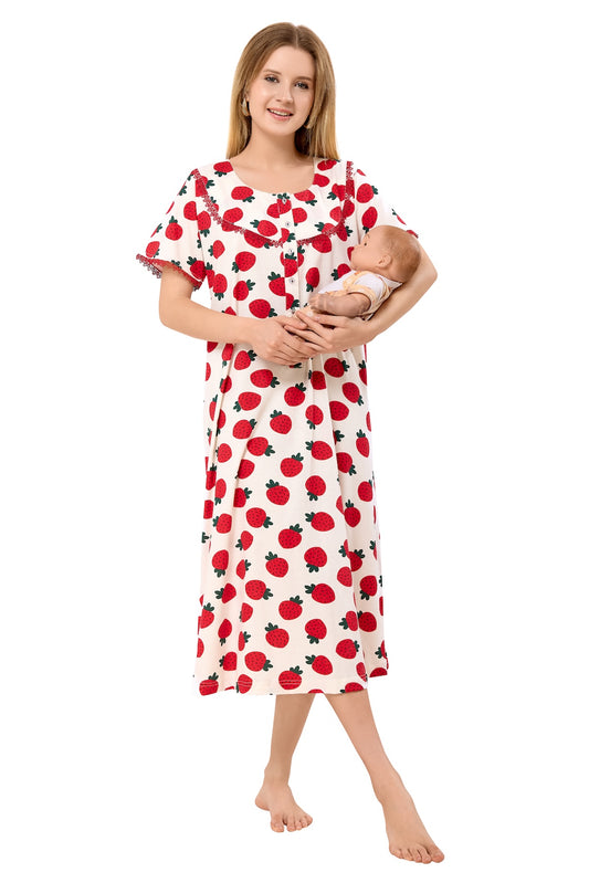 Strawberry Maternity Dress - Blue