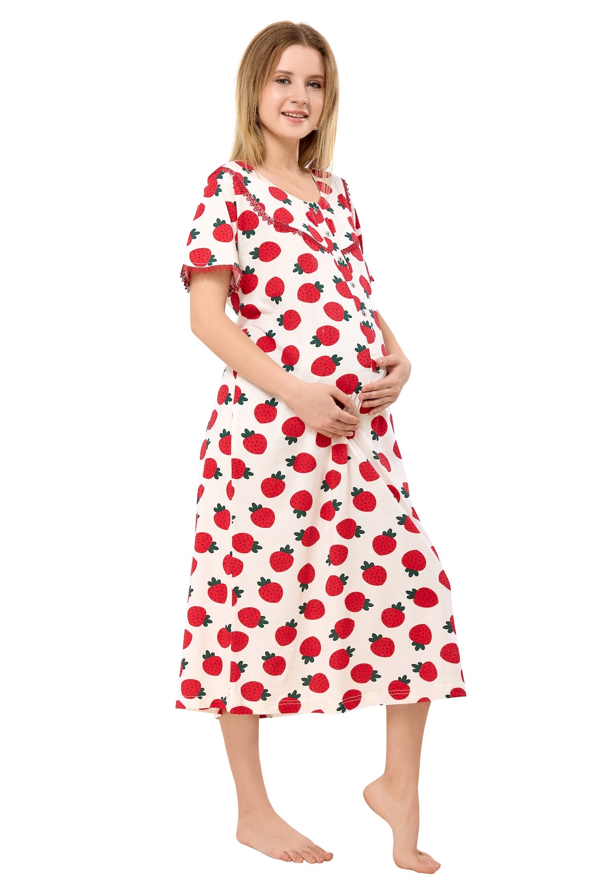Strawberry Maternity Dress - Blue