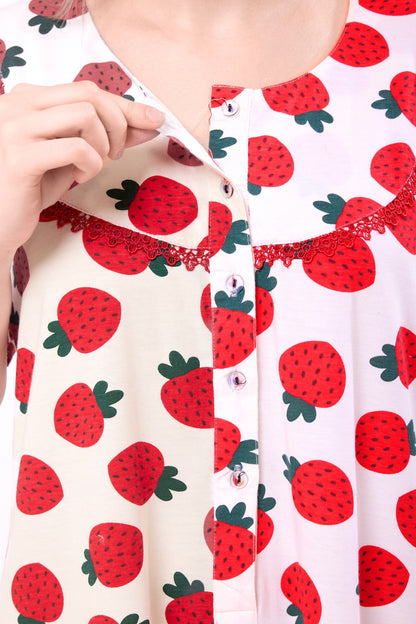 Strawberry Maternity Dress - Blue