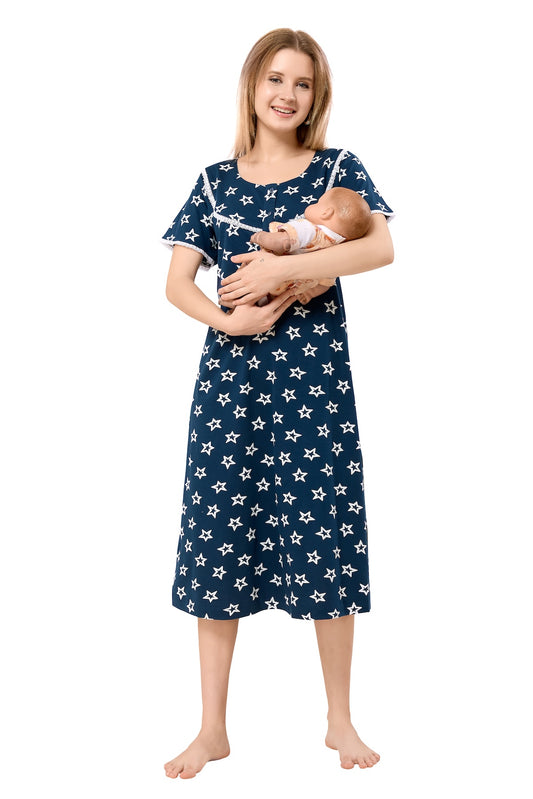 Heart n Star Maternity Dress - Brown