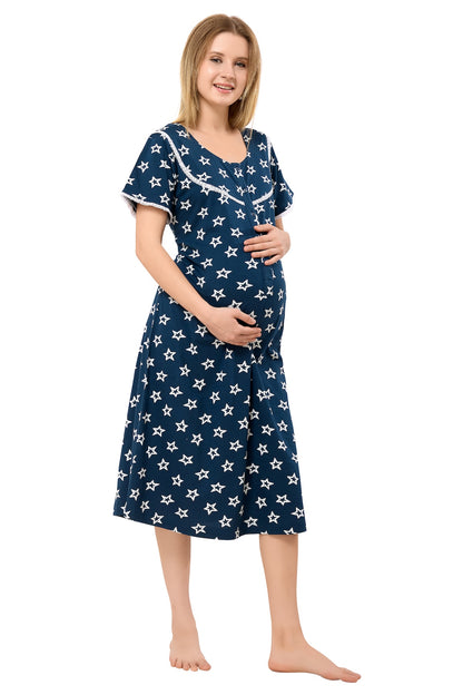 Heart n Star Maternity Dress - Brown