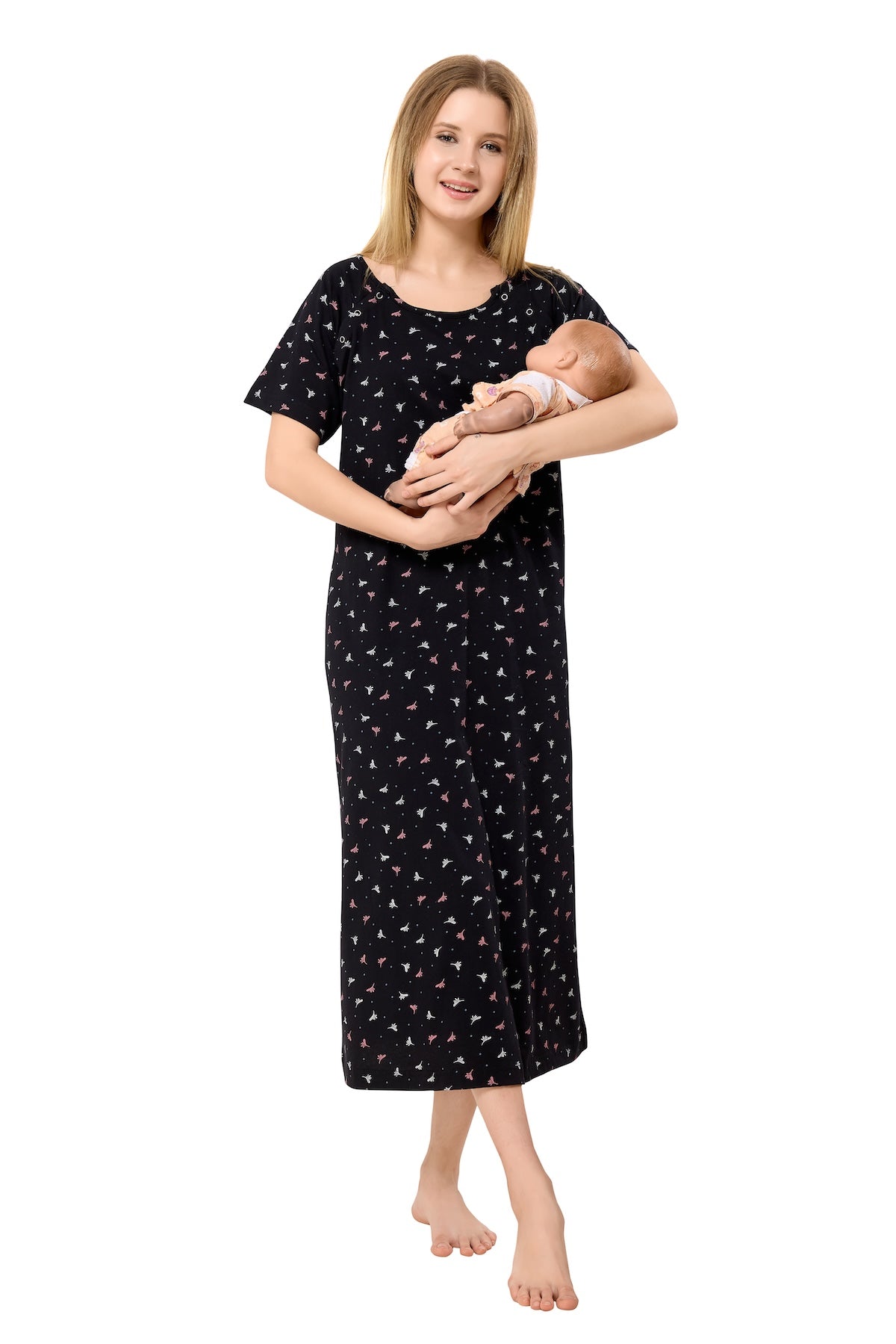 Heart n Star Maternity Dress - Brown