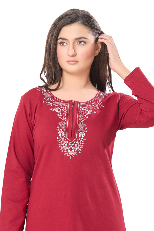 Royal Merlot Embroidered Nightdress