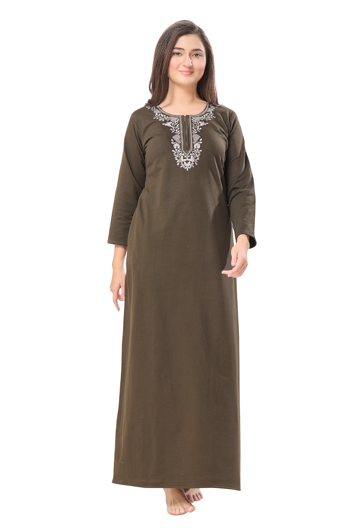 Rich Olive Embroidered Nightdress