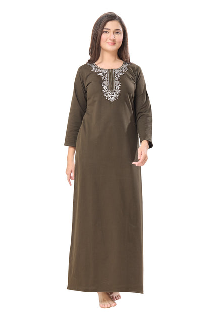 Rich Olive Embroidered Nightdress
