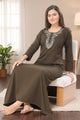 Rich Olive Embroidered Nightdress