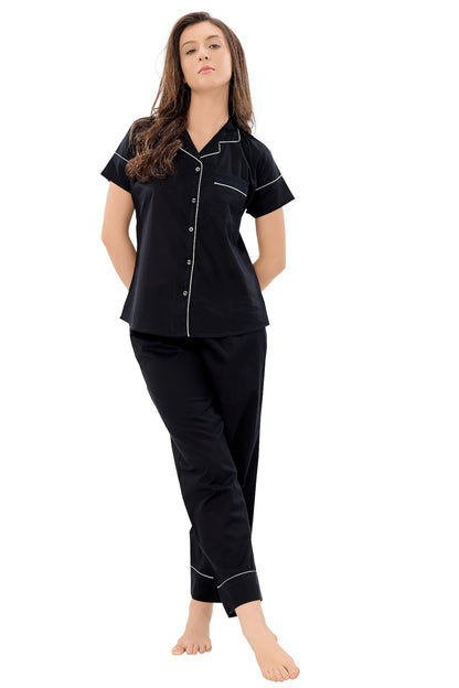 Just Black Nightsuit Set - Half