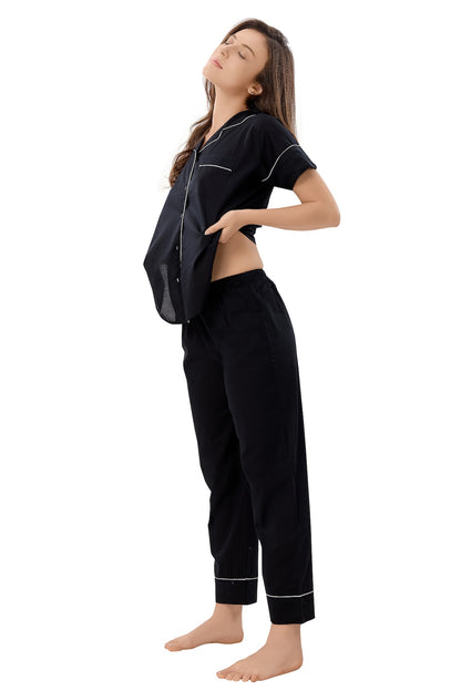 Just Black Nightsuit Set - Half