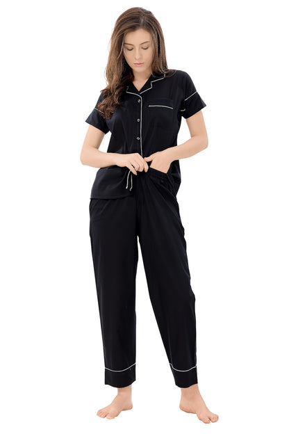 Just Black Nightsuit Set - Half