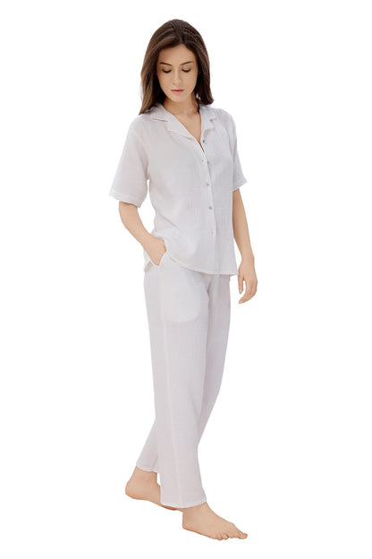 White Muslin Pajama Set