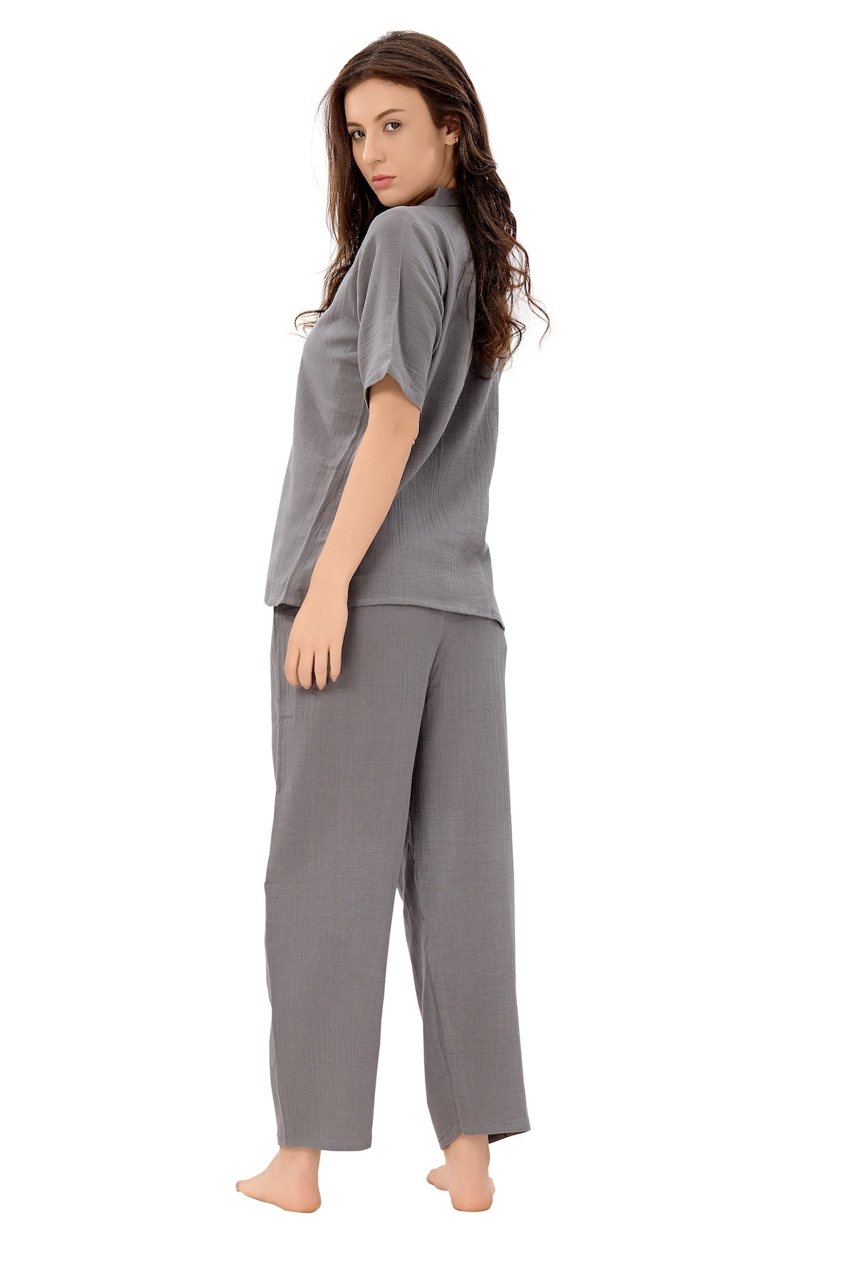 Grey Muslin Pajama Set