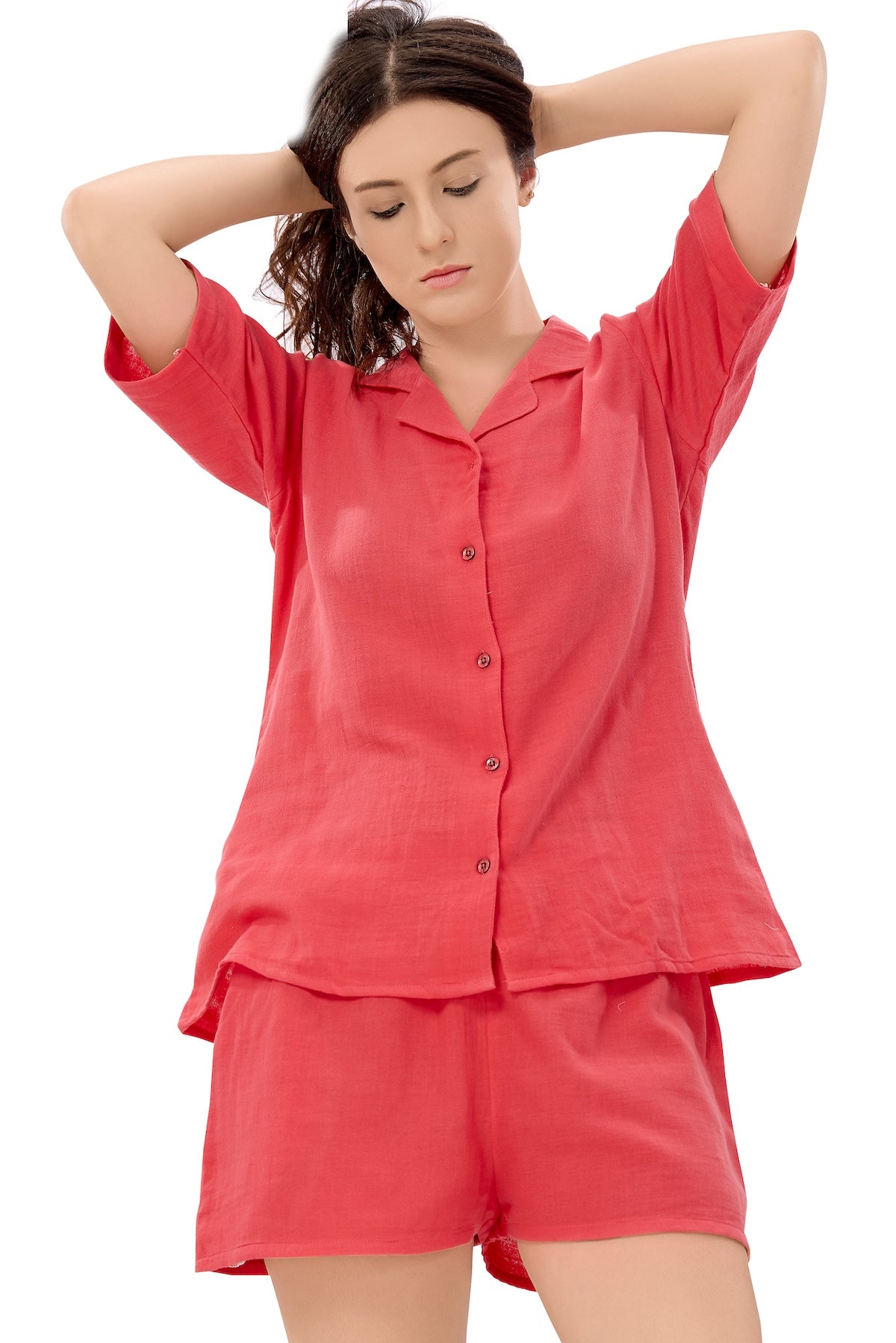 Bloody Red Muslin Shorts Set