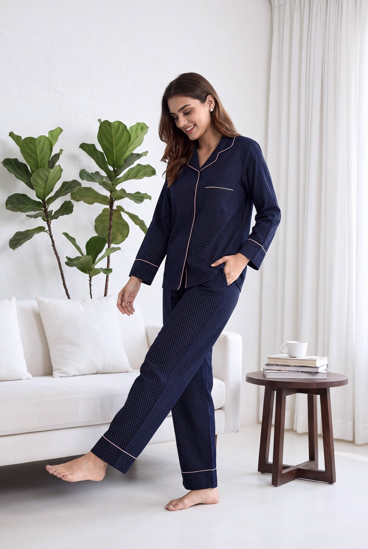Midnight Dots Button-Down Pyjama Set