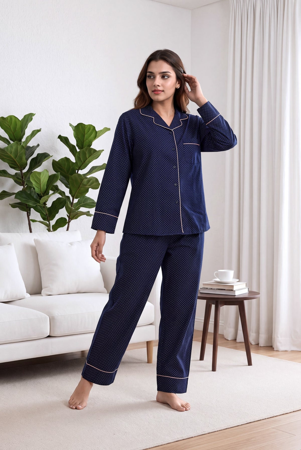 Midnight Dots Button-Down Pyjama Set