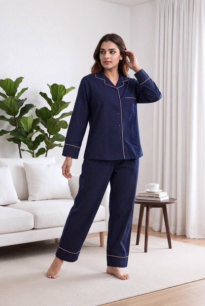 Midnight Dots Button-Down Pyjama Set