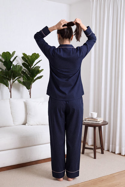 Midnight Dots Button-Down Pyjama Set