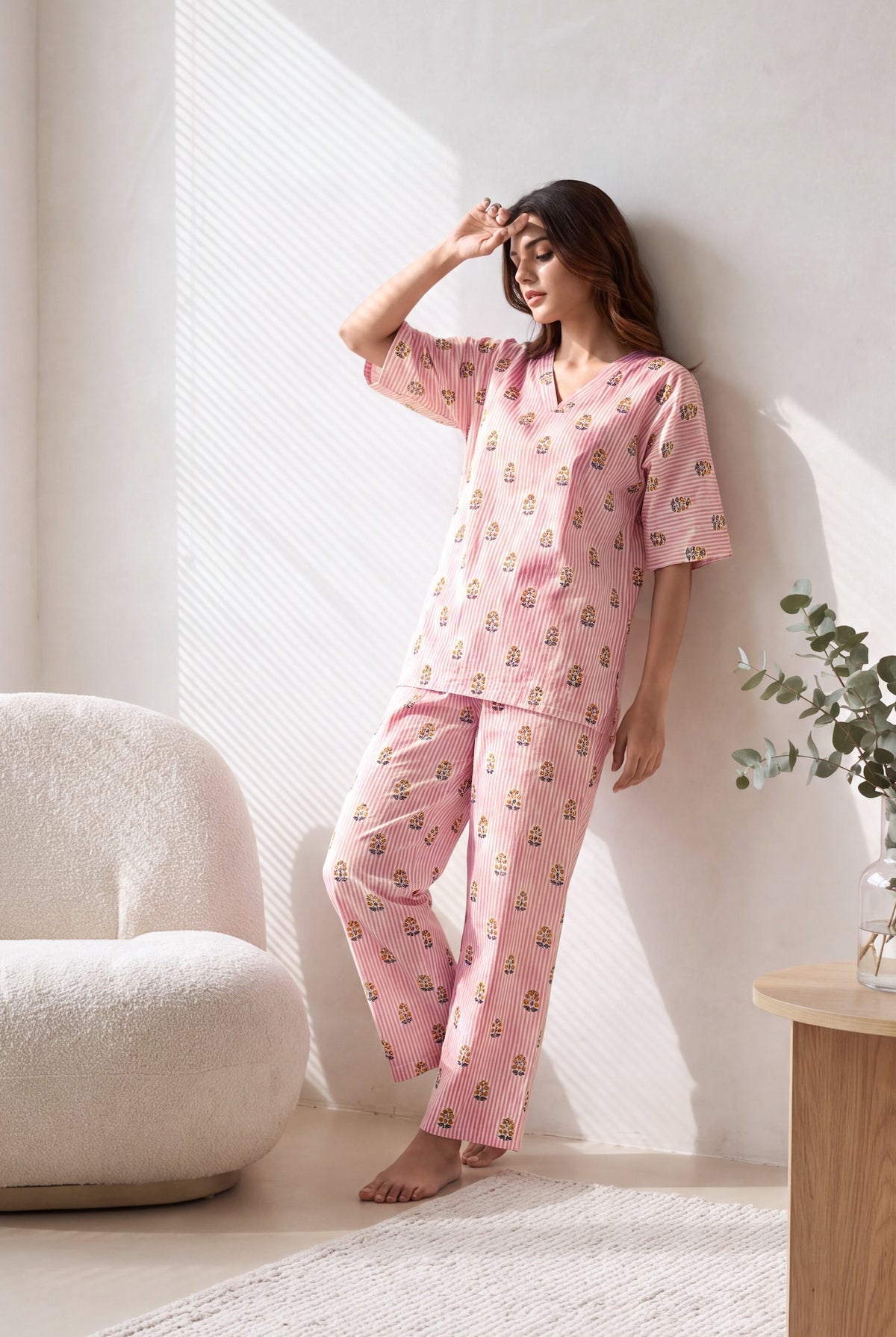 Rosy Lane Floral-Stripe Coord Set