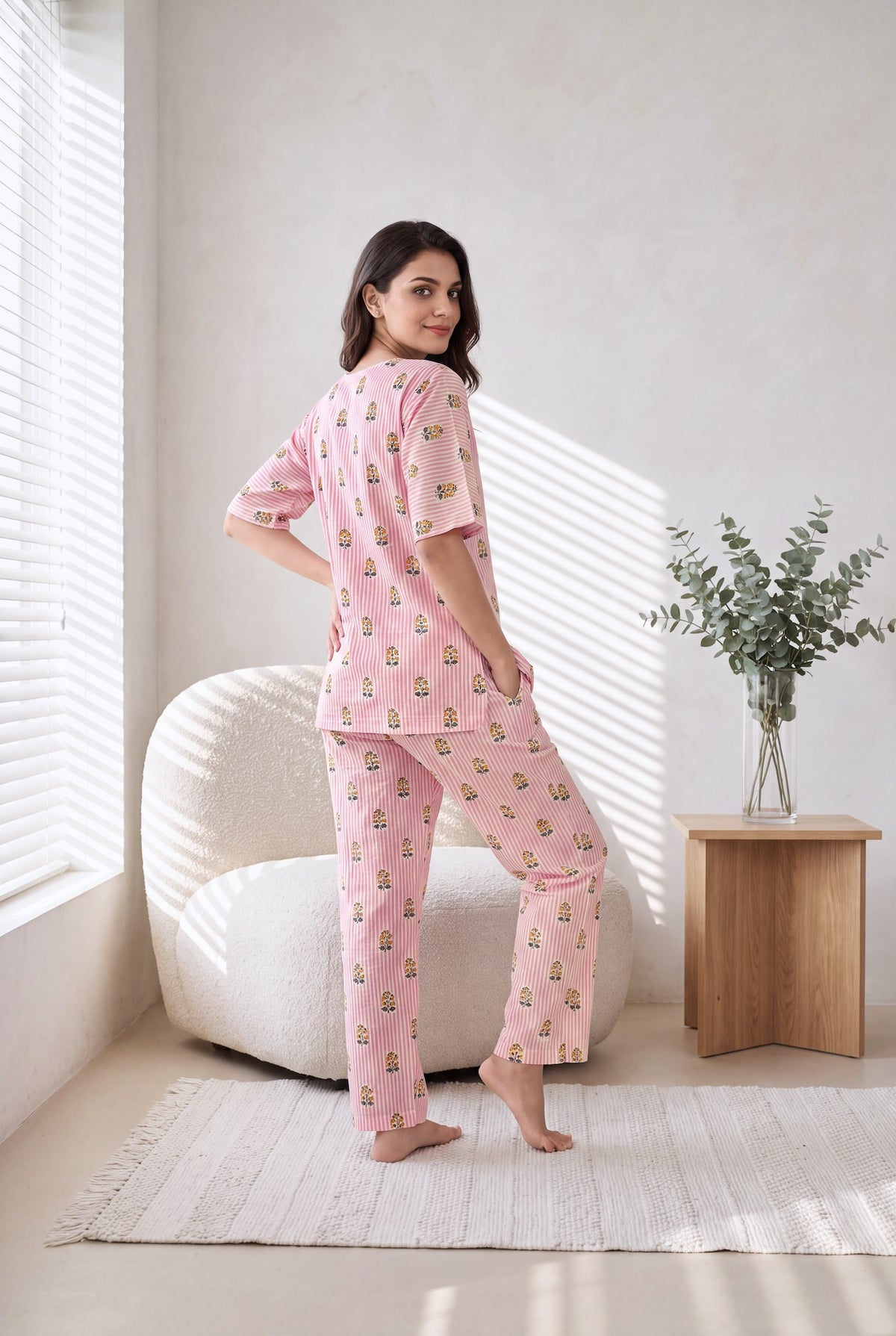 Rosy Lane Floral-Stripe Coord Set