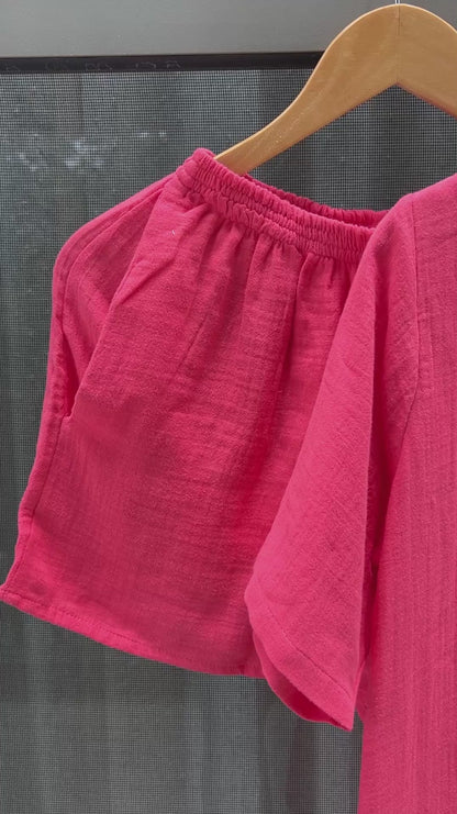 Bloody Red Muslin Shorts Set