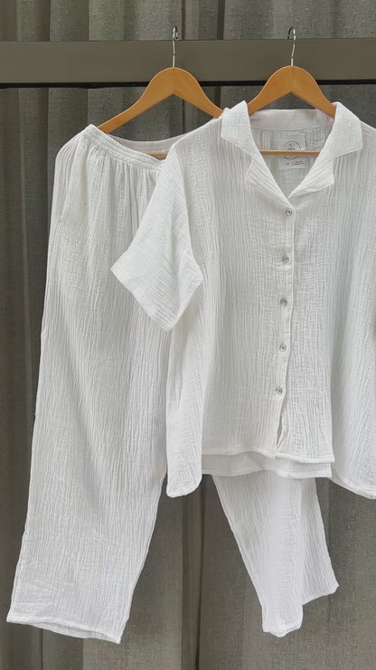 White Muslin Pajama Set