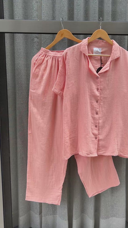 Peach Muslin Pajama Set