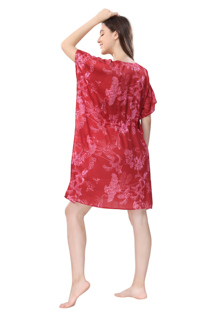 Soothe it in Red Short Kaftan Beachwear/Loungewear