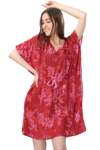 Soothe it in Red Short Kaftan Beachwear/Loungewear