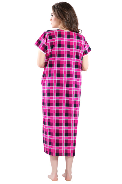 Checkered Printed Maternity Nighty