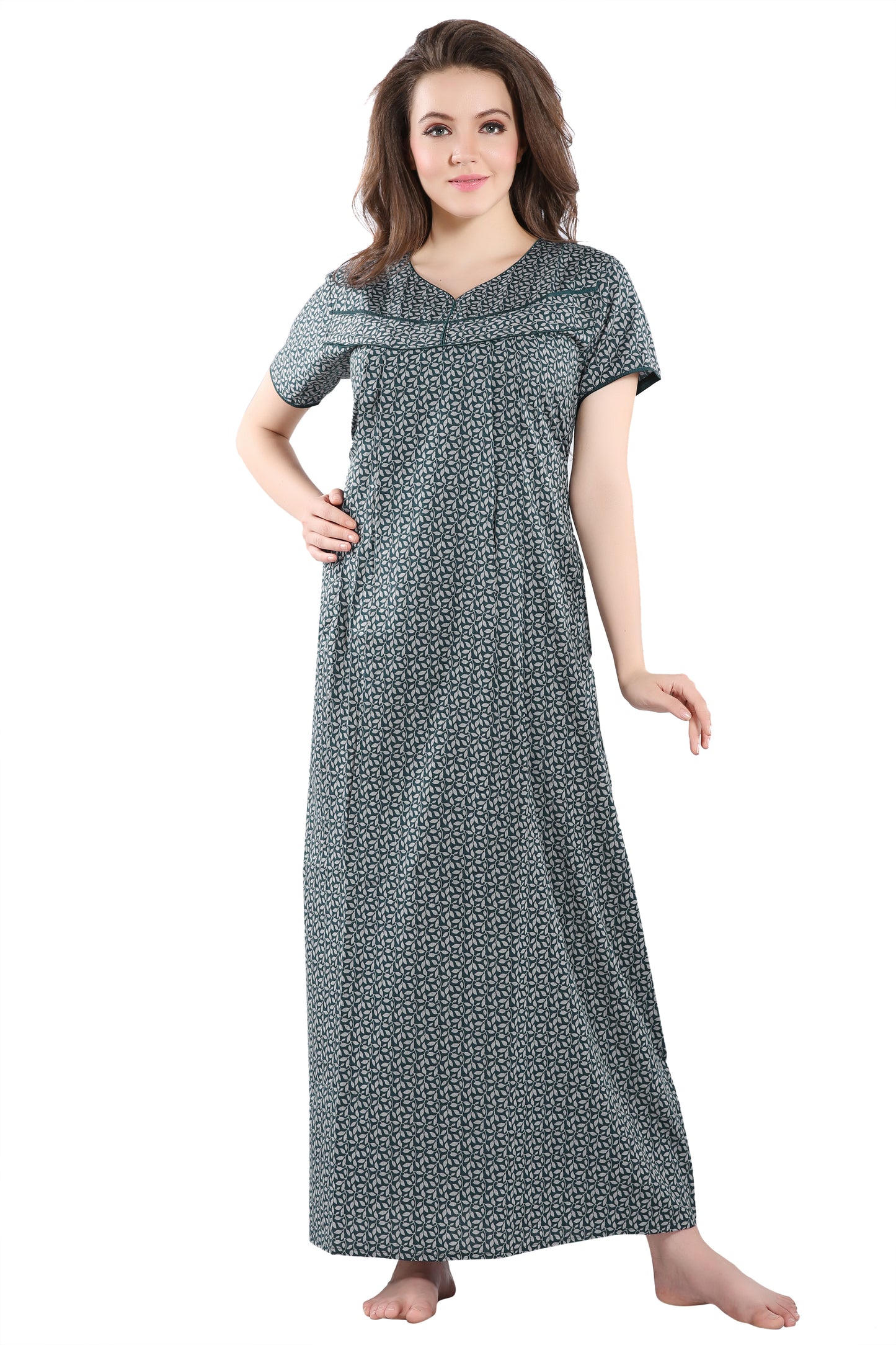 Leaf Printed Feeding Nighty