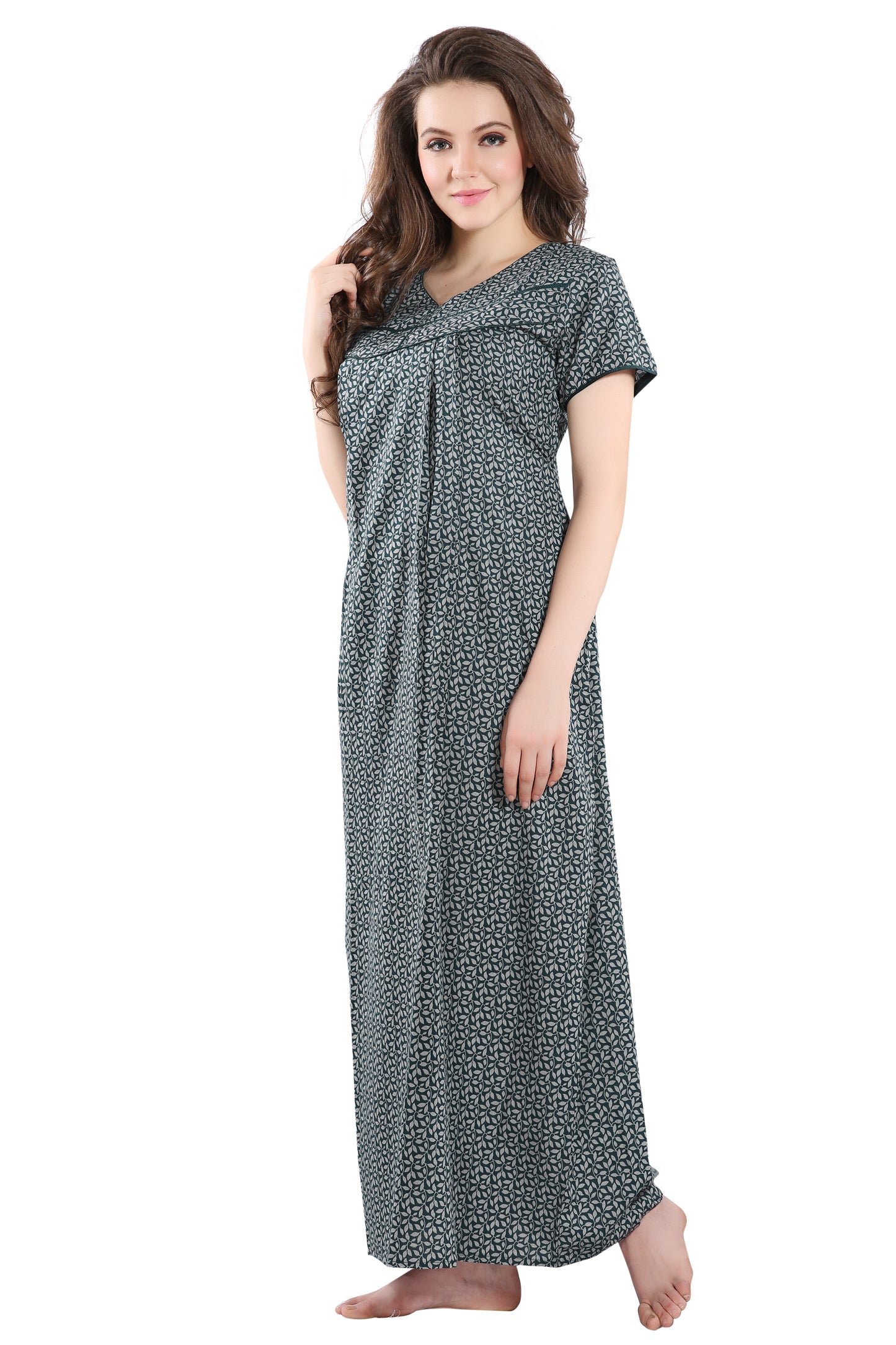 Leaf Printed Feeding Nighty