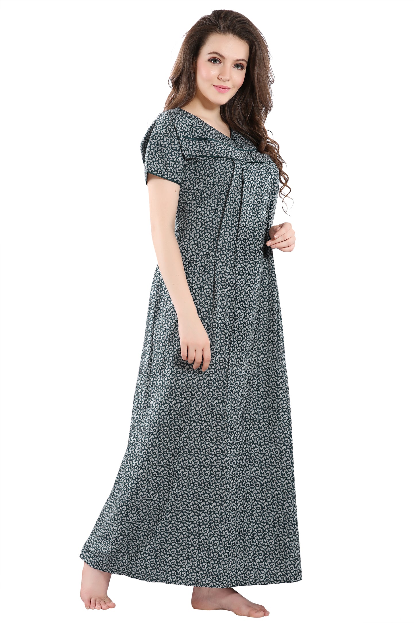 Leaf Printed Feeding Nighty