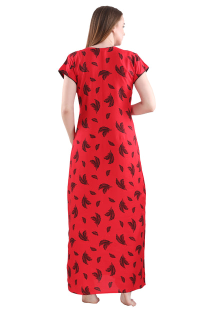 Leafy Red Nighty Gown