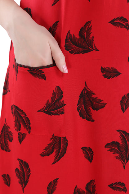 Leafy Red Nighty Gown