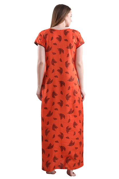 Leafy Orange Nighty Gown