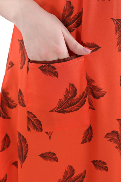 Leafy Orange Nighty Gown