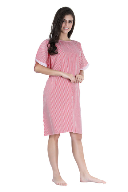 Red Stripes Hospital Gown