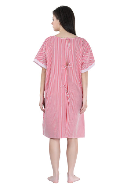Red Stripes Hospital Gown