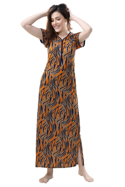 Orange Printed Sarina Nighty