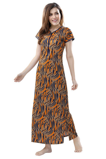 Orange Printed Sarina Nighty