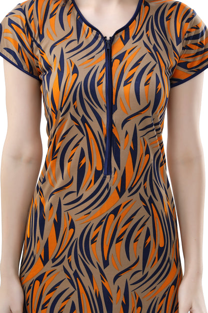 Orange Printed Sarina Nighty
