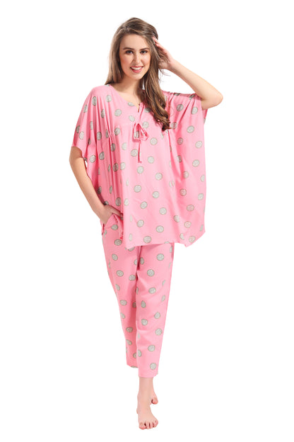 Soft Pink Kaftan Pajama Set
