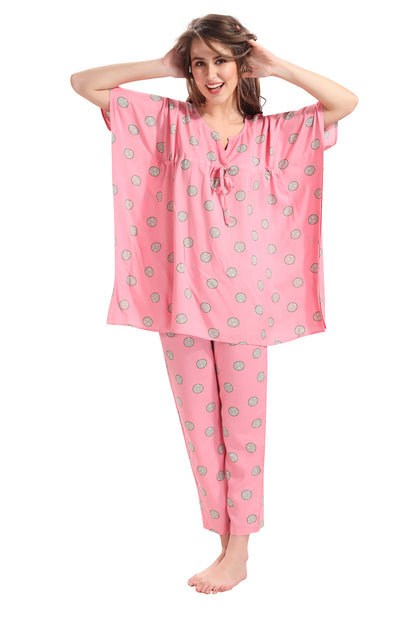 Soft Pink Kaftan Pajama Set