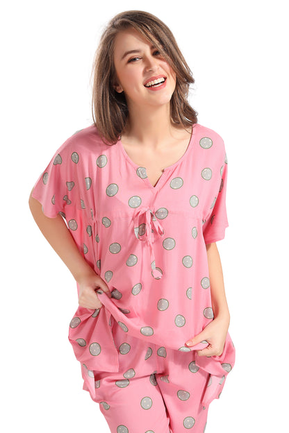 Soft Pink Kaftan Pajama Set