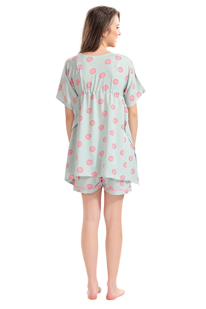 Soft Green Kaftan Shorts Set